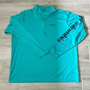Men’s 2X teal green Columbia 1/4 zip pullover